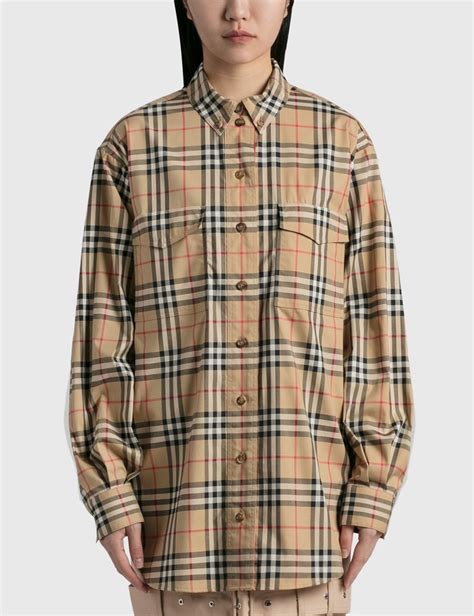 burberry 8022265|Vintage Check Stretch Cotton Oversized Shirt .